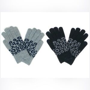 Stylish Leopard Print Knit Smart Touch Gloves.